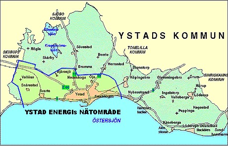 Karta över elnätet i Ystads kommun